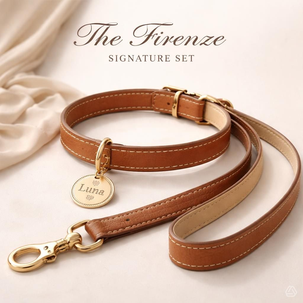 The Firenze Signature Set — Collar, Leash &amp; Tag
