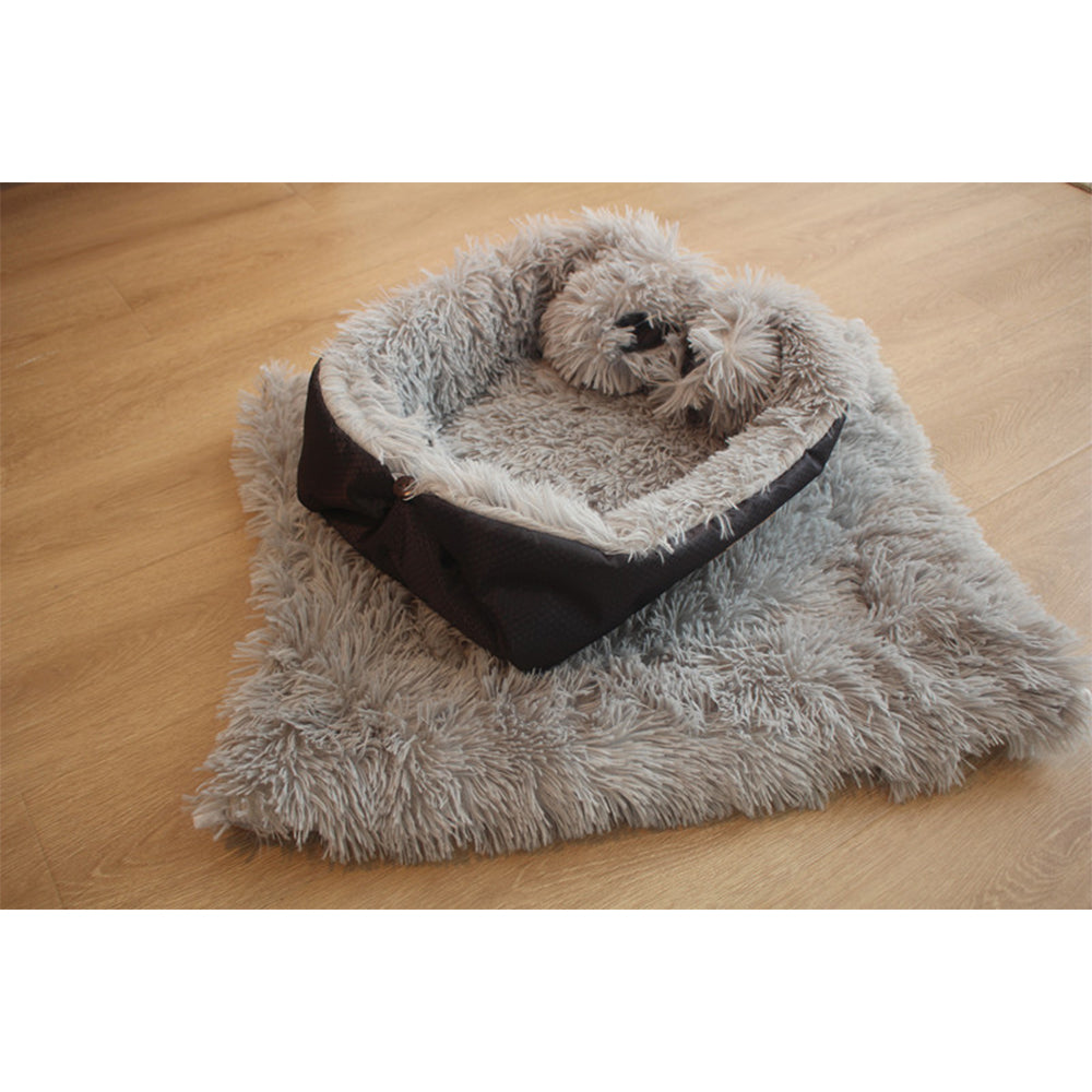 Dual-Purpose Pet Car Cushion & Nest — Black