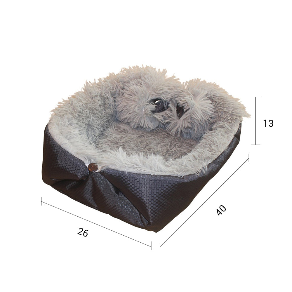 Dual-Purpose Pet Car Cushion & Nest — Black