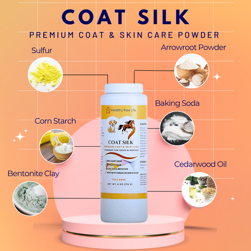 COAT SILK - Canine and Equine Dry Powder | Alleviate Odors and Itchiness | Relieves Rain Rot and Sweet Itch | Holistic Remedy and Soothing Formula-1