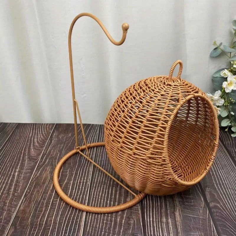 Hanging Rattan-Style Cat Nest