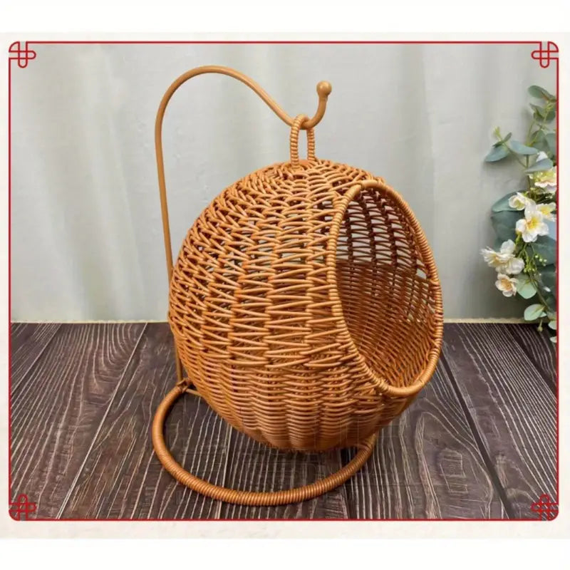 Hanging Rattan-Style Cat Nest