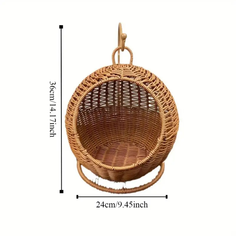 Hanging Rattan-Style Cat Nest