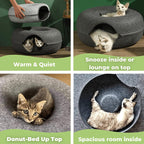 Felt Cat Tunnel Bed Round Donut Cave Nest for Kittens and Small Pets 60x30cm