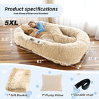 Human Dog Bed, Large Size Fits You And Pets, Washable Faux Fur Dog Bed
