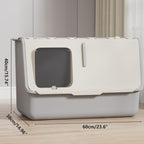 Large Fully Enclosed Cat Litter Box with Lid Odor Control Litter Pan for Cats-2