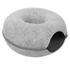 Felt Cat Tunnel Bed Round Donut Cave Nest for Kittens and Small Pets 60x30cm
