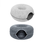 Felt Cat Tunnel Bed Round Donut Cave Nest for Kittens and Small Pets 60x30cm