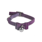 1× Adjustable Suede Cat Collar with Bow Bell Pink Blue Black Red