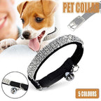 Suede Adjustable Pet Collar with Rhinestone for Cat Puppy 5 Colours Quick Release