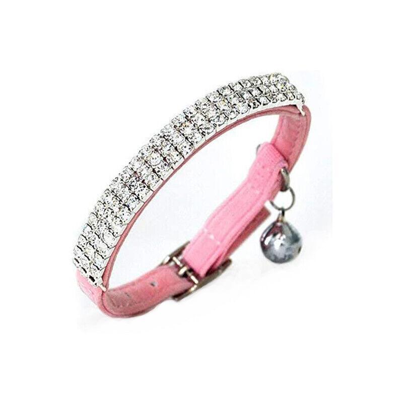 Suede Adjustable Pet Collar with Rhinestone for Cat Puppy 5 Colours Quick Release