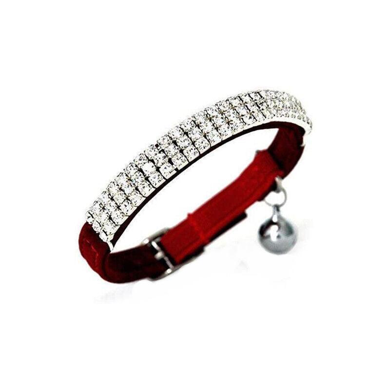 Suede Adjustable Pet Collar with Rhinestone for Cat Puppy 5 Colours Quick Release