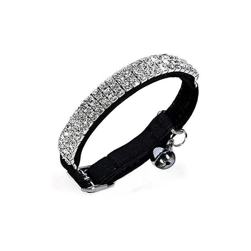 Suede Adjustable Pet Collar with Rhinestone for Cat Puppy 5 Colours Quick Release