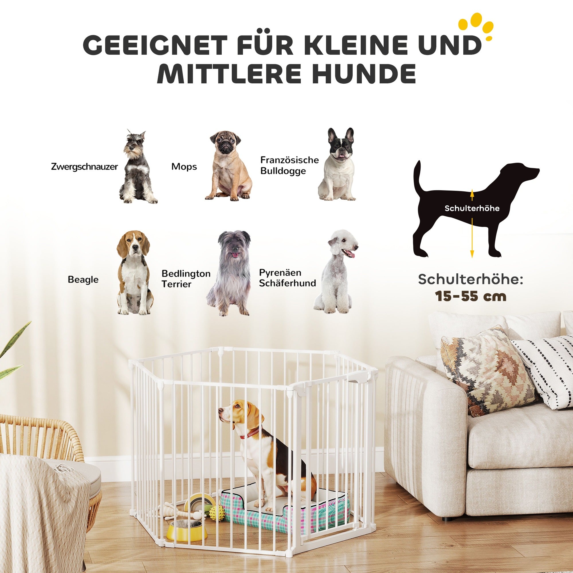 Compact 6-Panel Pet Fence with Door