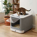 Enclosed Cat Litter Box with Drawer Tray for Easy Cleaning