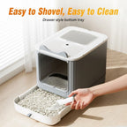 Enclosed Cat Litter Box with Drawer Tray for Easy Cleaning