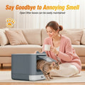 Enclosed Cat Litter Box with Drawer Tray for Easy Cleaning