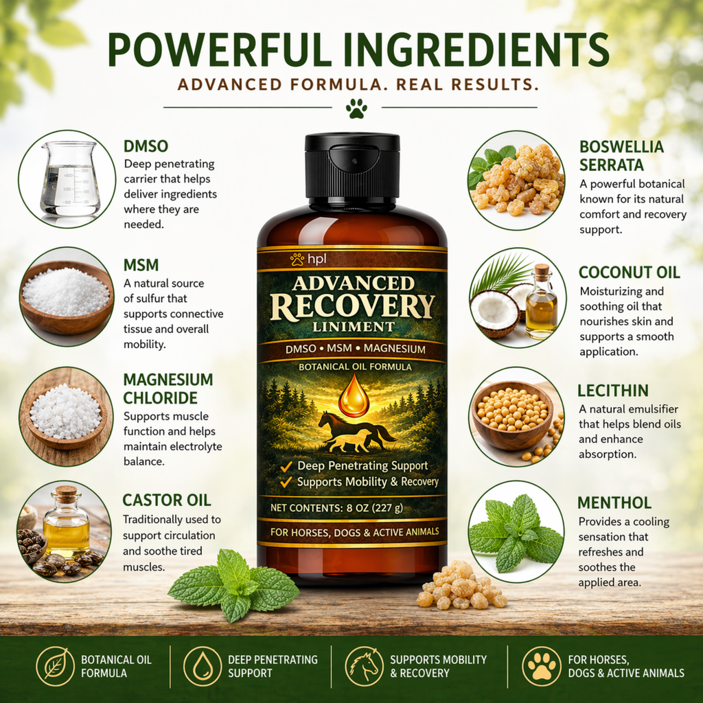 Advanced Recovery Liniment for Horses, Dogs & Active Animals | Veterinary Liniment Gel | DMSO, MSM, Magnesium & Castor Oil Liniment for Joint & Muscle Pain-1