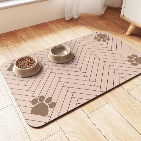 Spritzwassergeschützte Futtermatte für Katzen & Hunde | Schnelltrocknender & wasserabsorbierender Bodenschutz
