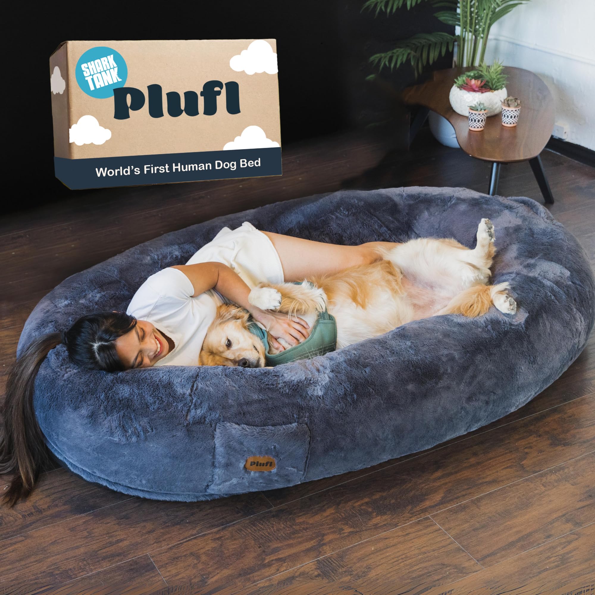 Plufl Original Human Dog Bed - Memory Foam Nap Pod
