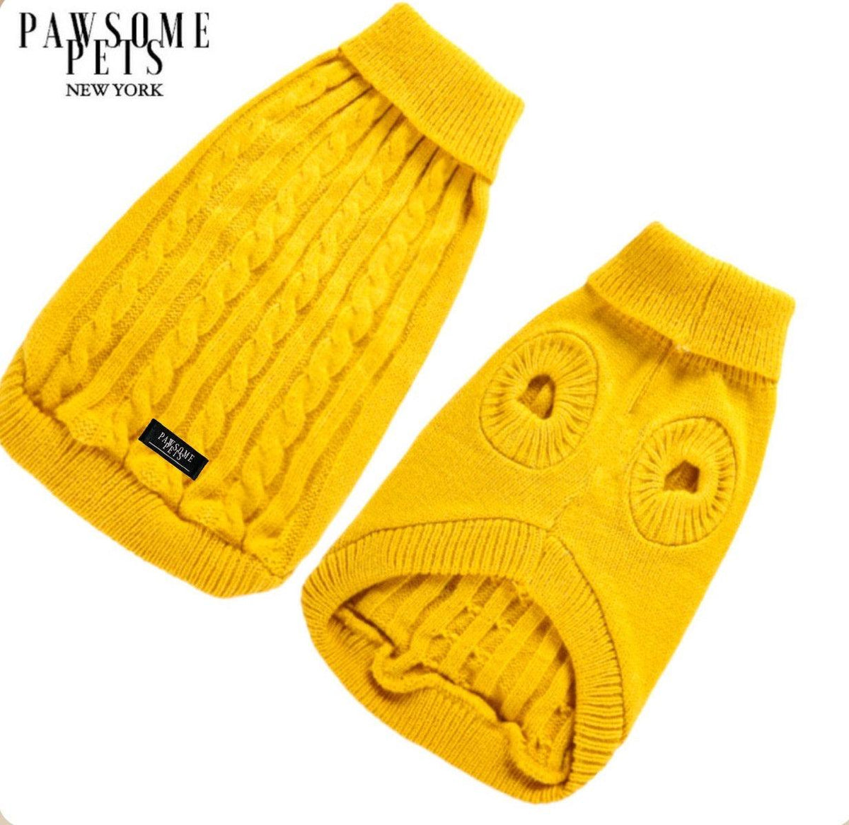 Dog And Cat Cable Knit Sweater – Yellow