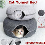 Felt Cat Tunnel Bed Round Donut Cave Nest for Kittens and Small Pets 60x30cm