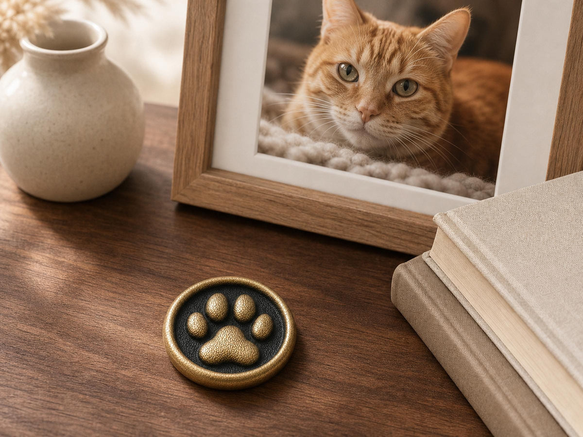 Cat Paw Print Keepsake – Antique Brass Disc