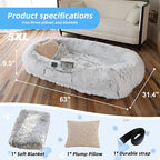 Human Dog Bed, Large Size Fits You And Pets, Washable Faux Fur Dog Bed