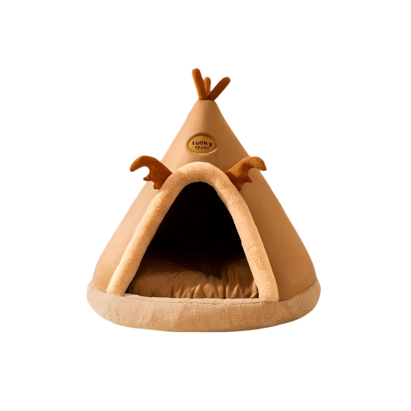 Reindeer-print pet tent house for dogs and cats
