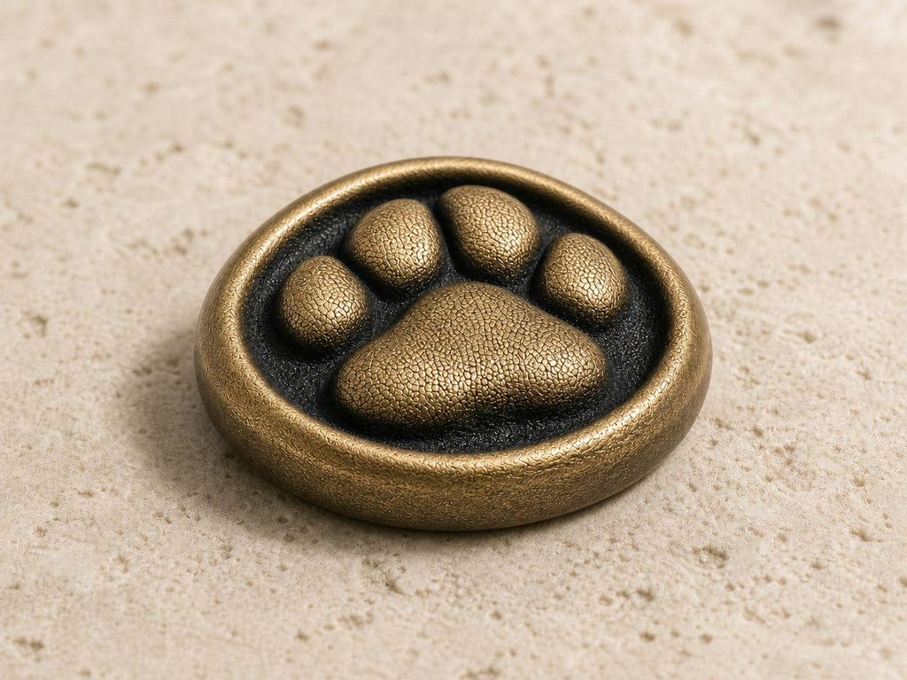 Dog Paw Print Keepsake – Antique Brass Disc