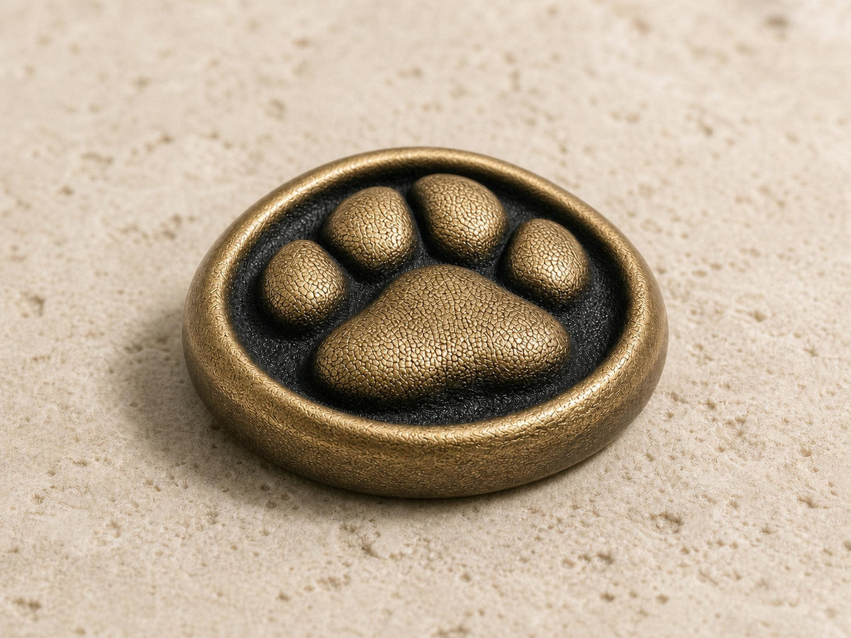 Dog Paw Print Keepsake – Antique Brass Disc