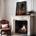 Custom oil-style painted pet portrait in frame
