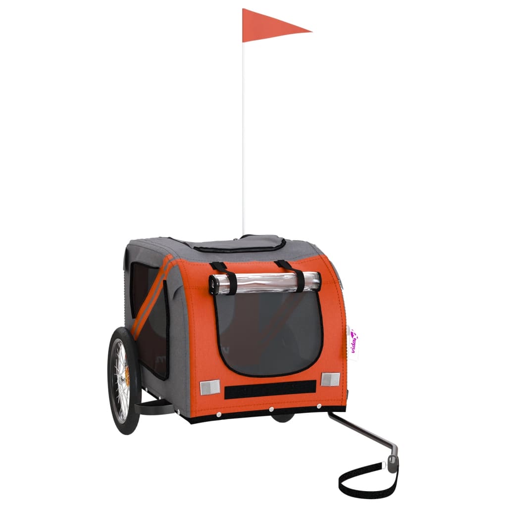NNEVL Pet Bike Trailer Orange and Black Oxford Fabric&Iron