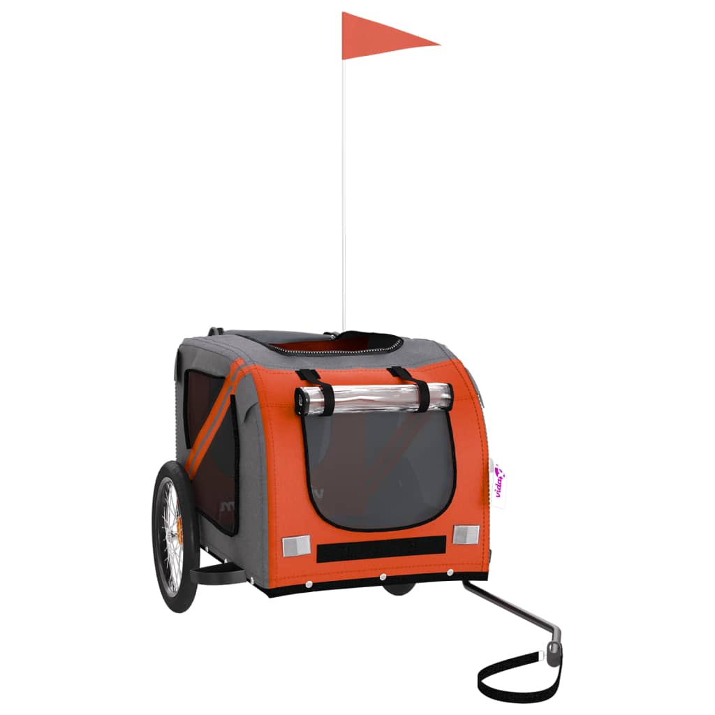 NNEVL Pet Bike Trailer Orange and Black Oxford Fabric&Iron