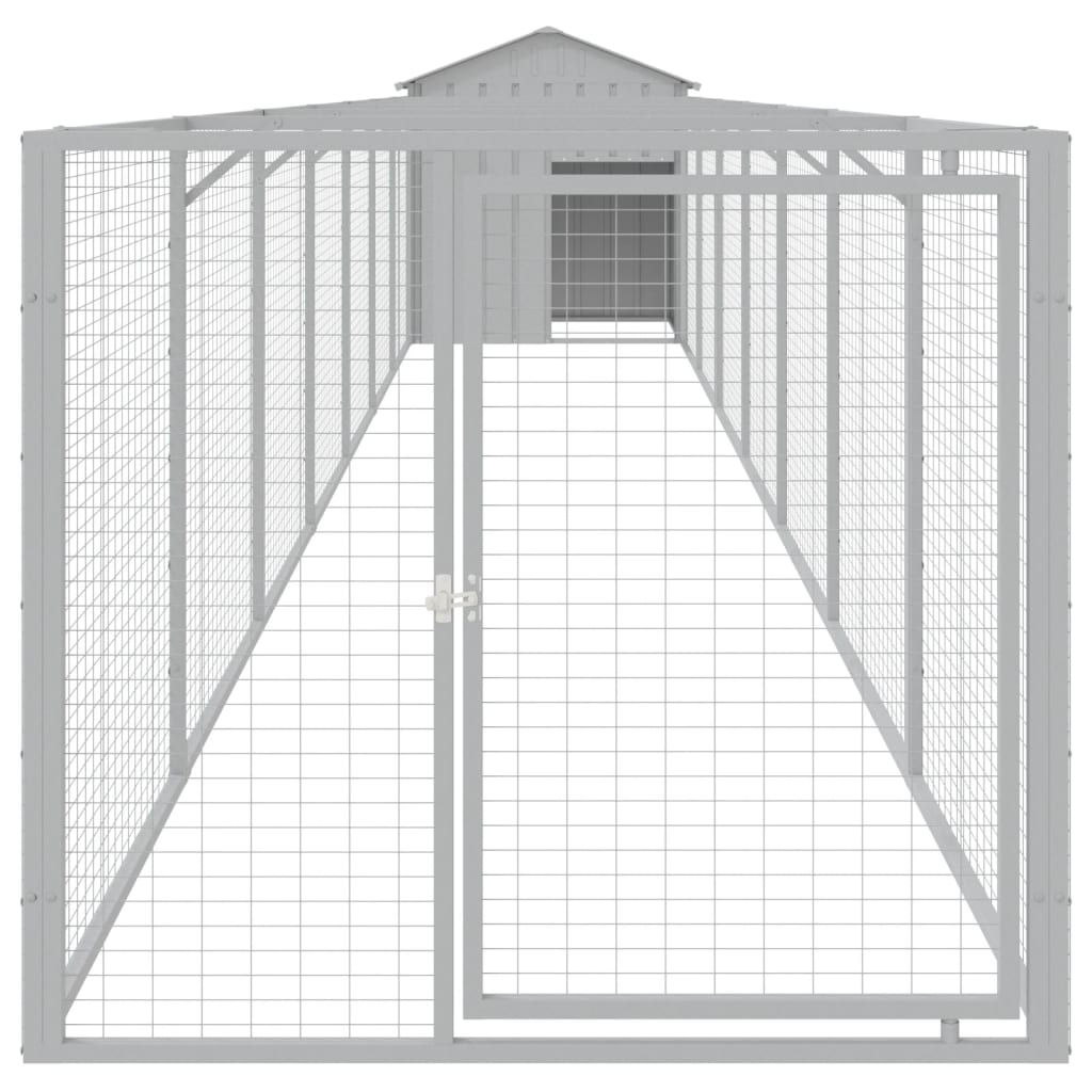 NNEVL Dog House with Roof Light Grey 117x813x123 cm Galvanised Steel