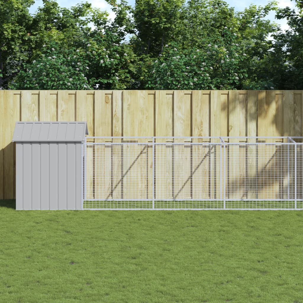 NNEVL Dog House with Roof Light Grey 117x813x123 cm Galvanised Steel