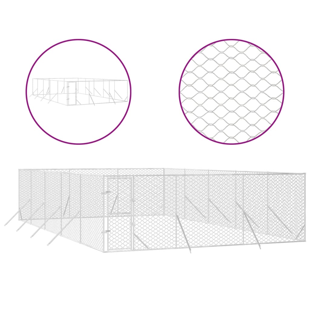 NNEVL Outdoor Dog Kennel Silver 6x10x2 m Galvanised Steel