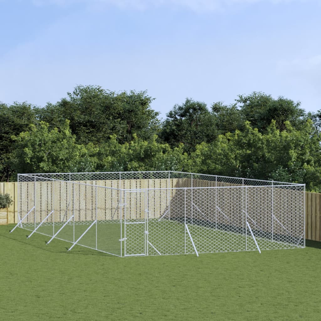 NNEVL Outdoor Dog Kennel Silver 6x10x2 m Galvanised Steel