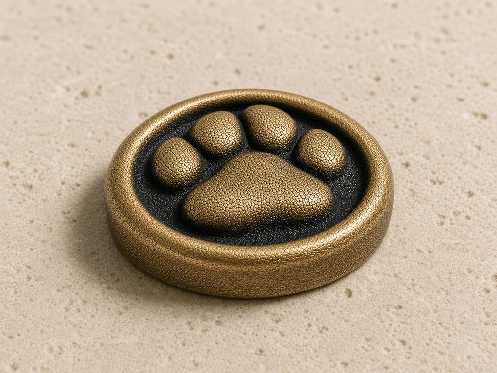 Dog Paw Print Keepsake – Antique Brass Disc