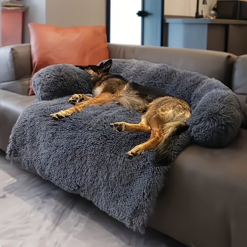 Pet Plush Sofa Bed with Neck Cushion