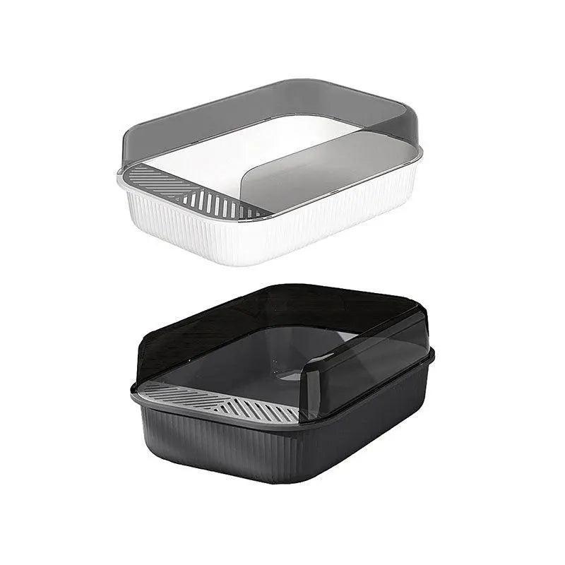 Litter Tray Box with Splash Guard and Wide Opening for Cats Open Top Design