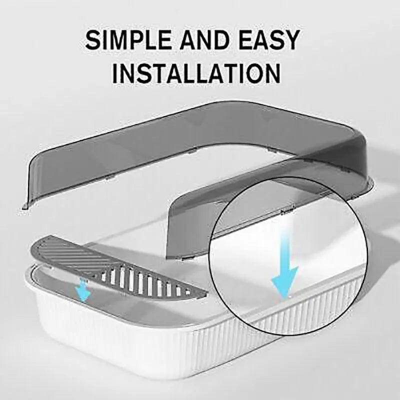 Litter Tray Box with Splash Guard and Wide Opening for Cats Open Top Design