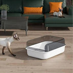 Litter Tray Box with Splash Guard and Wide Opening for Cats Open Top Design