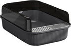 Litter Tray Box with Splash Guard and Wide Opening for Cats Open Top Design