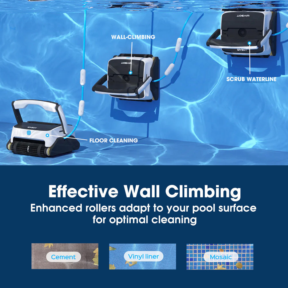 NNEMB Grampus 800 Robotic Pool Cleaner, Automatic Vacuum with Quick Clean, Wall Climbing Capability, Powerful Triple Motors, Large Filter Baskets, Ideal for Large In-Ground Pools