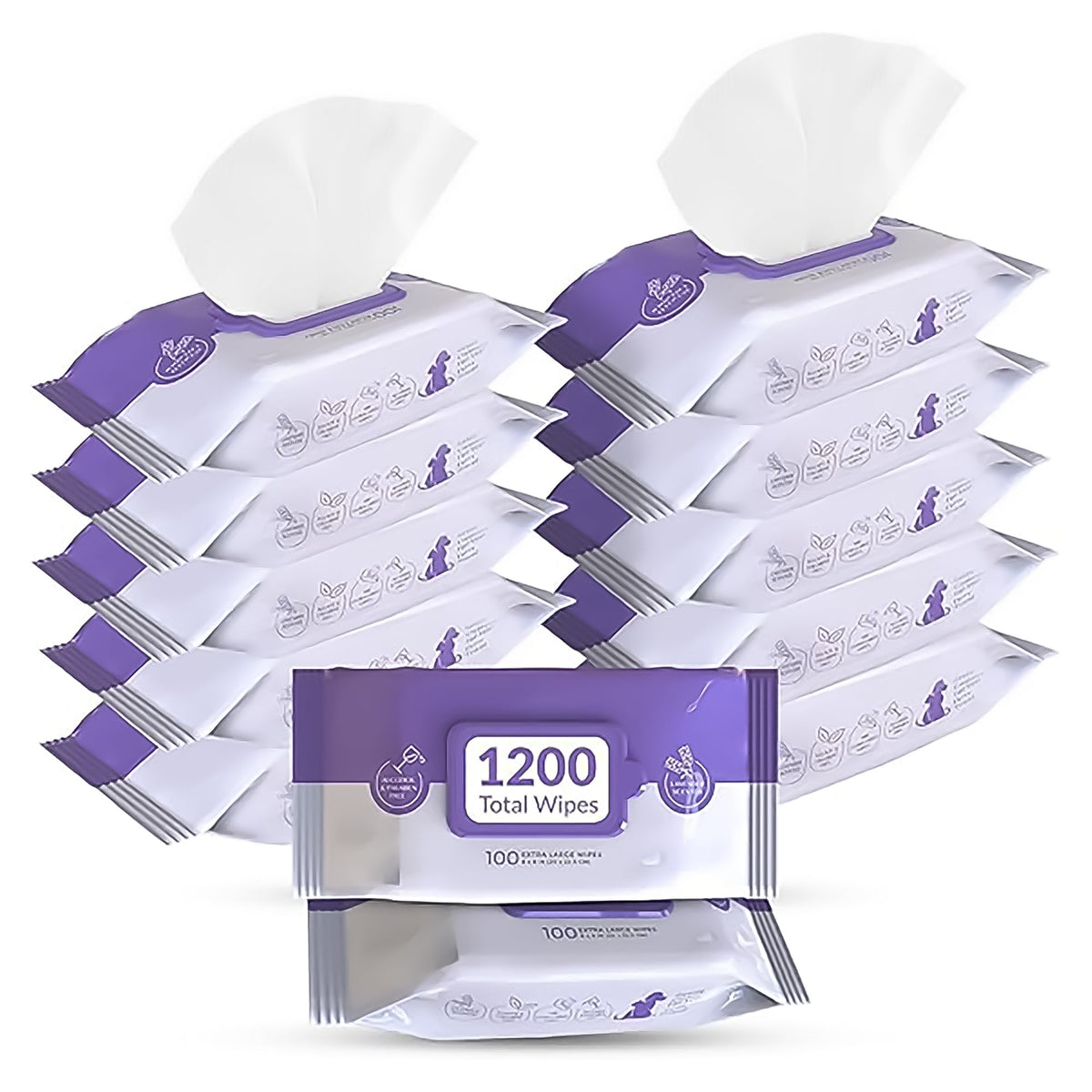 Lavender Scented Pet Wipes — 12 Packs of 100