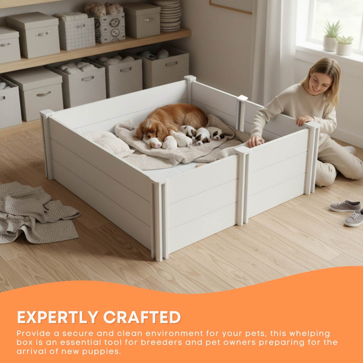 PVC Whelping Box with Anti-Crush Rails — 1.48m