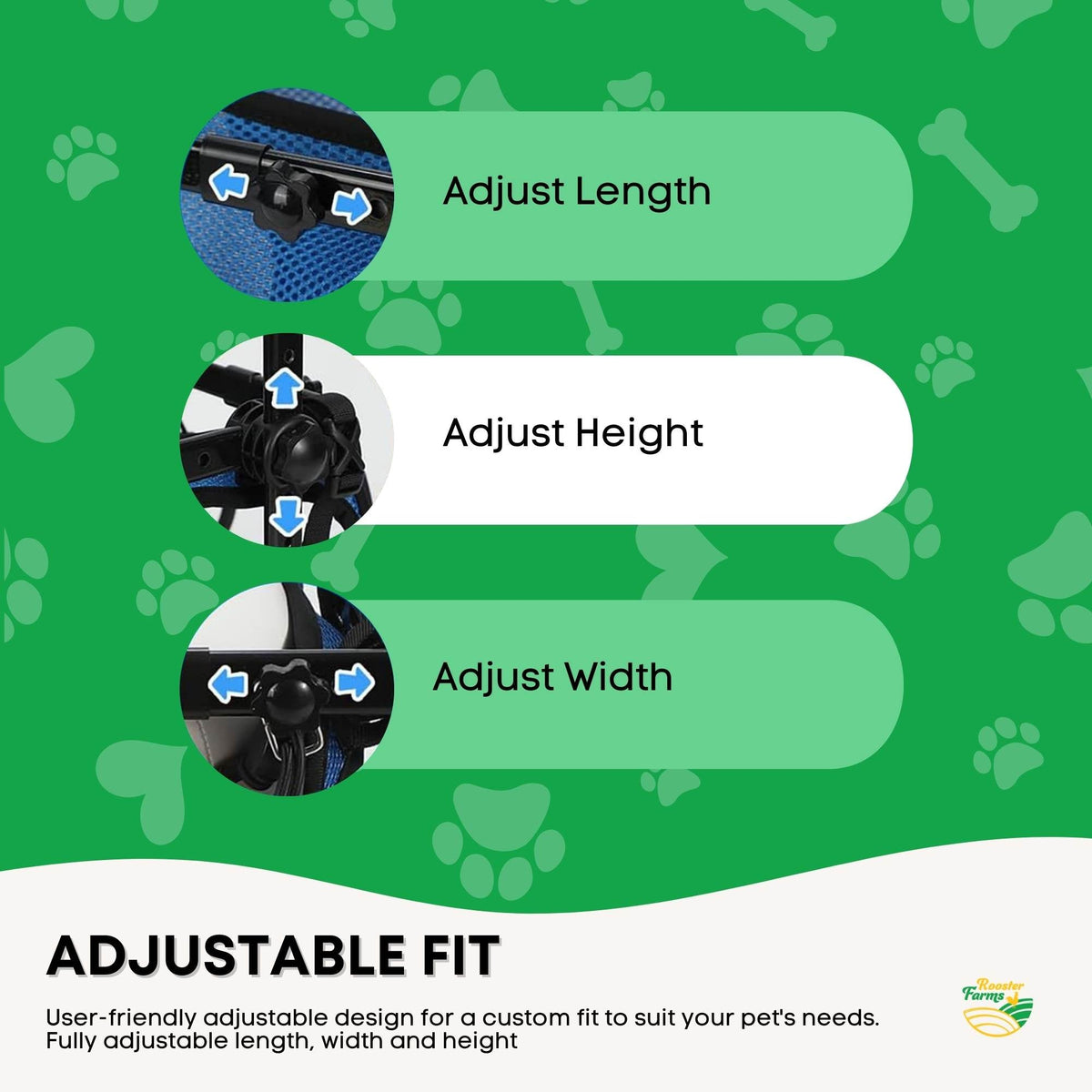 Small Dog Wheelchair Harness — Adjustable Rear Support