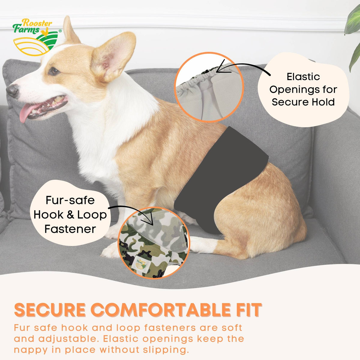 Washable Male Dog Wraps — Large, 3 Pack