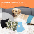 Washable Male Dog Wraps — Large, 3 Pack